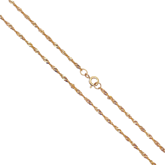 22ct Yellow Gold Fancy Twisted Ripple Chain Necklace 20''inches 1.8mm Width