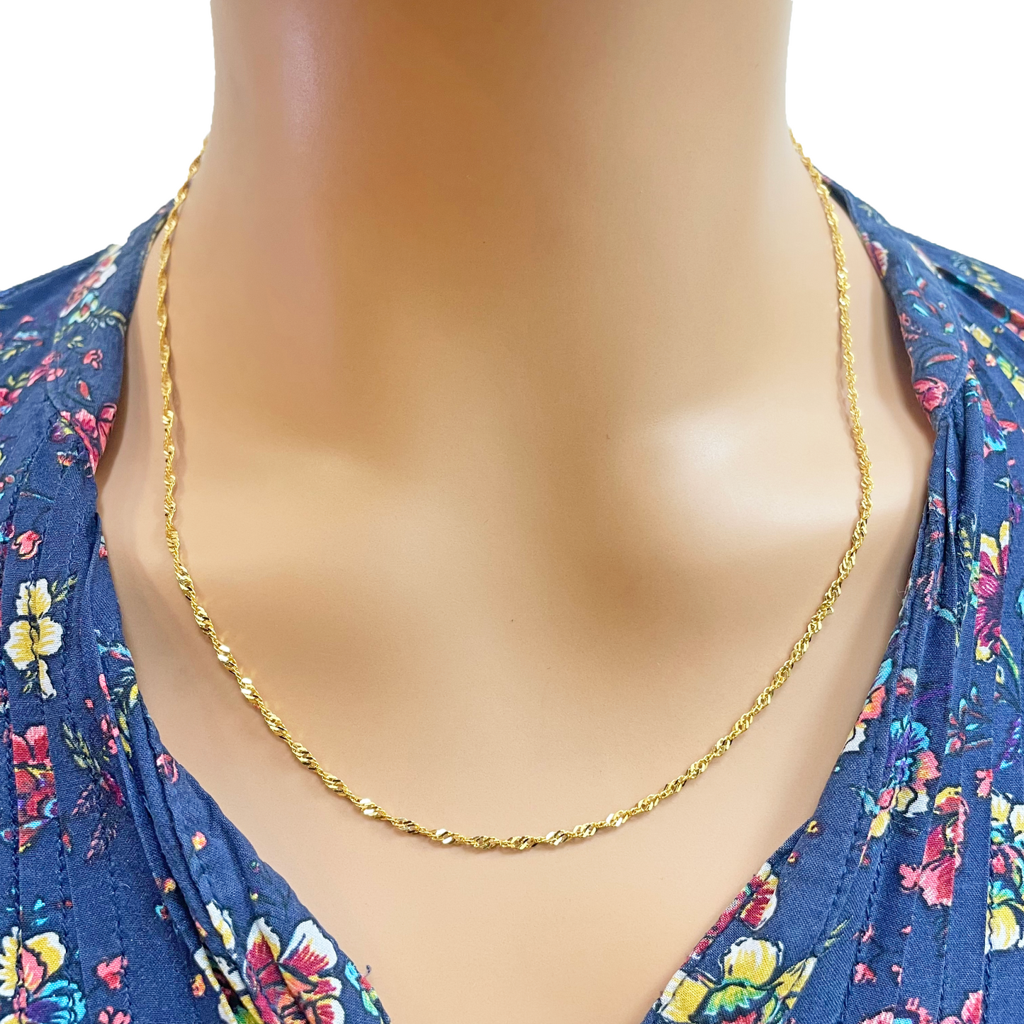 22ct Yellow Gold Fancy Twisted Ripple Chain Necklace 20''inches 1.8mm Width