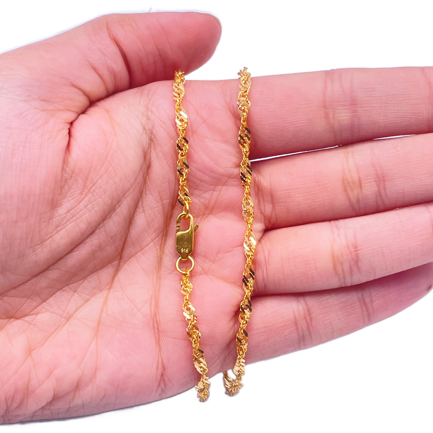 22ct Yellow Gold Fancy Twisted Ripple Chain Necklace 18''inches 2.8mm Width