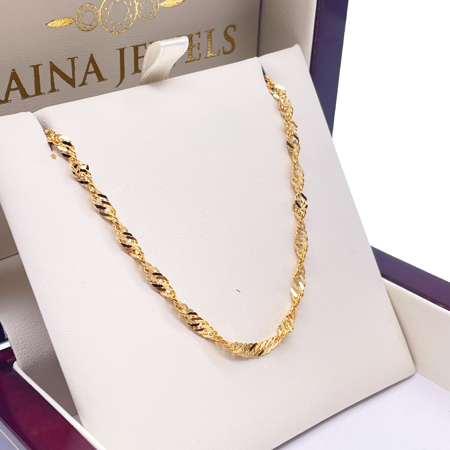 22ct Yellow Gold Fancy Twisted Ripple Chain Necklace 18''inches 2.8mm Width