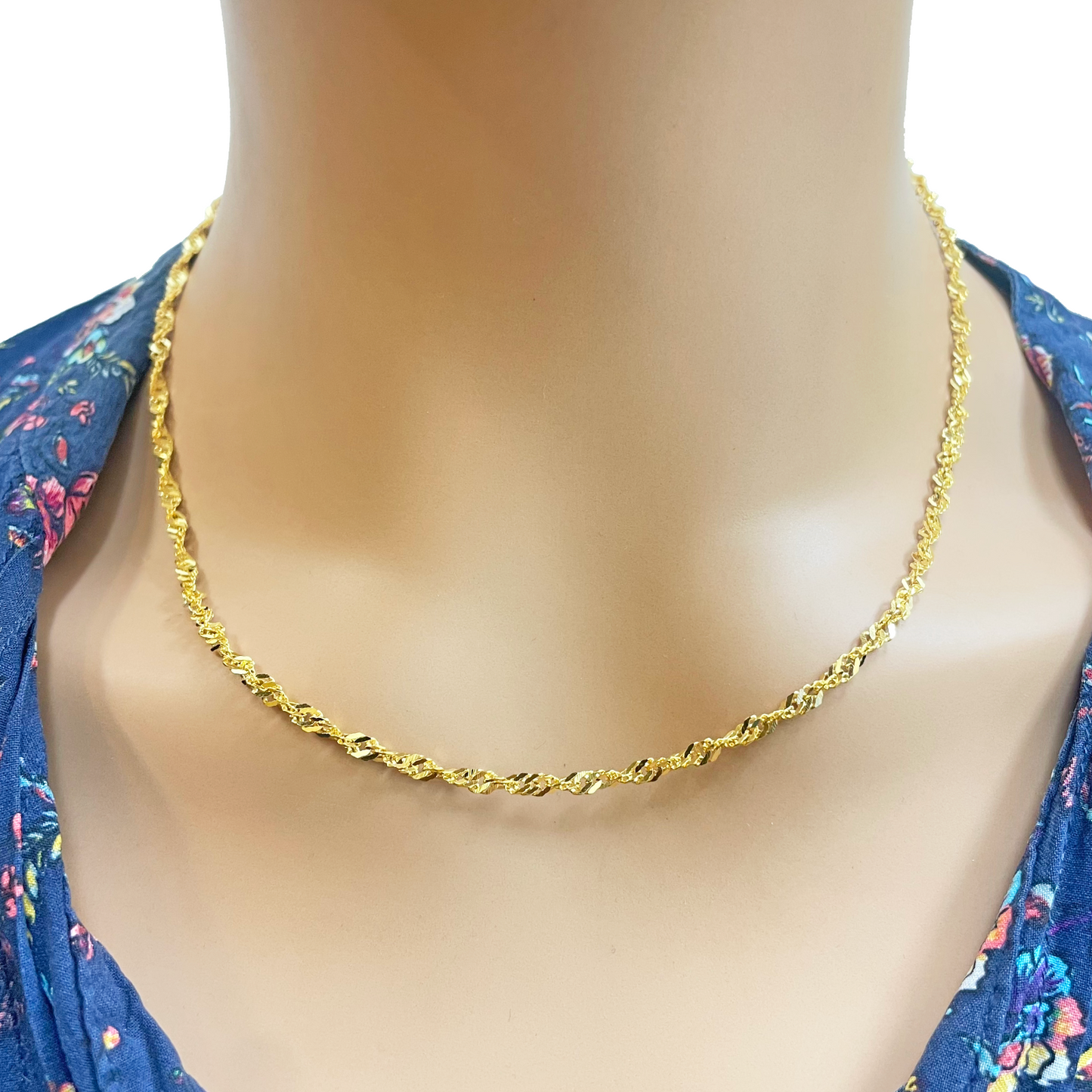 22ct Yellow Gold Fancy Twisted Ripple Chain Necklace 18''inches 2.8mm Width