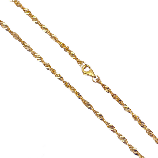 22ct Yellow Gold Fancy Twisted Ripple Chain Necklace 18''inches 2.4mm Width