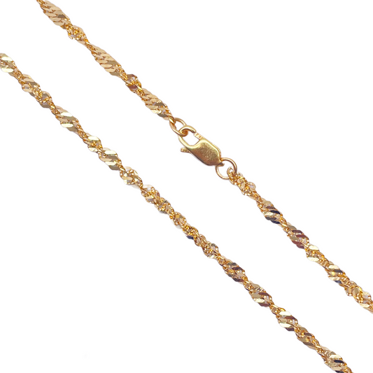 22ct Yellow Gold Fancy Twisted Ripple Chain Necklace 22''inches 3mm Width