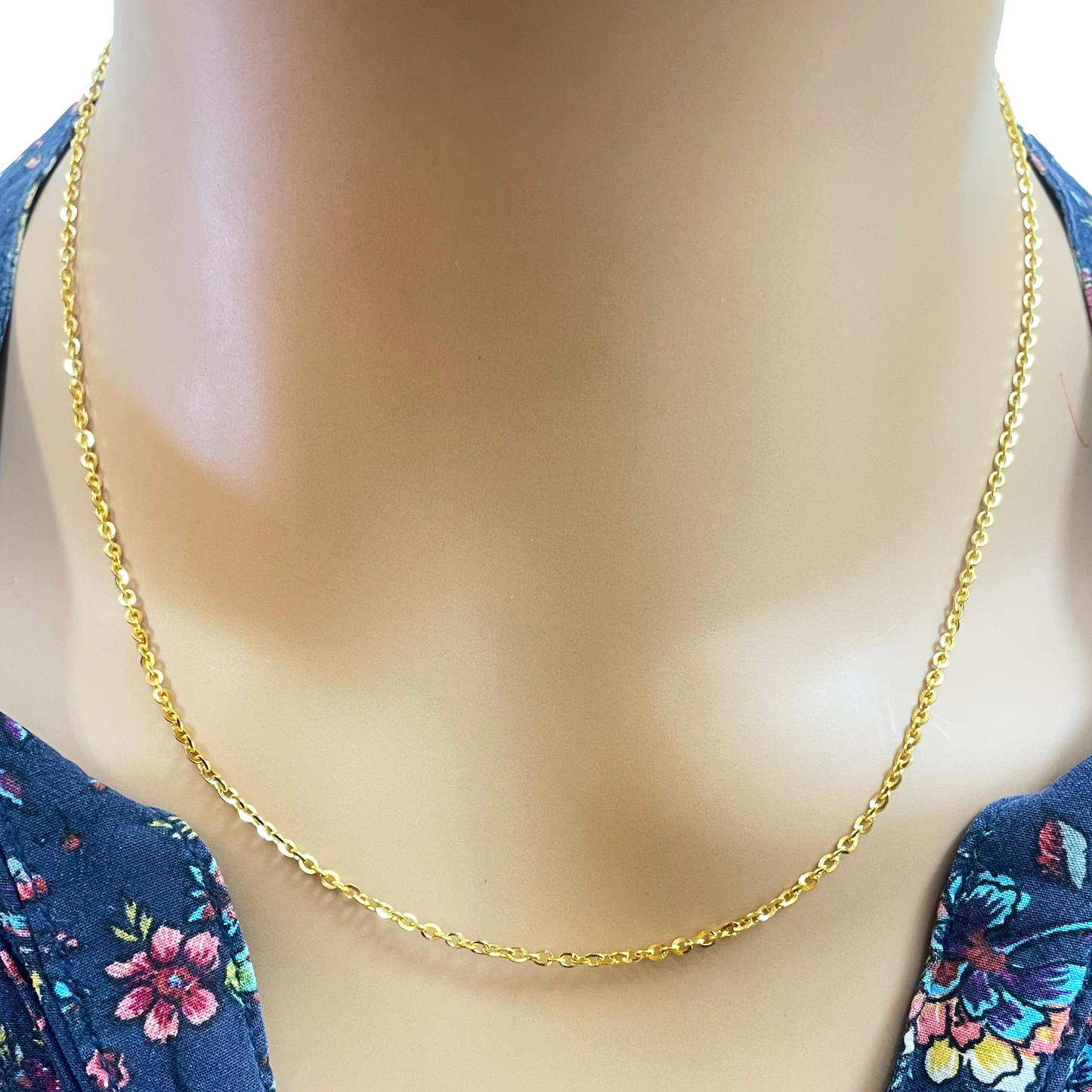 22ct Yellow Gold Cable Link Thin Chain 18''Inches 1.8mm Width