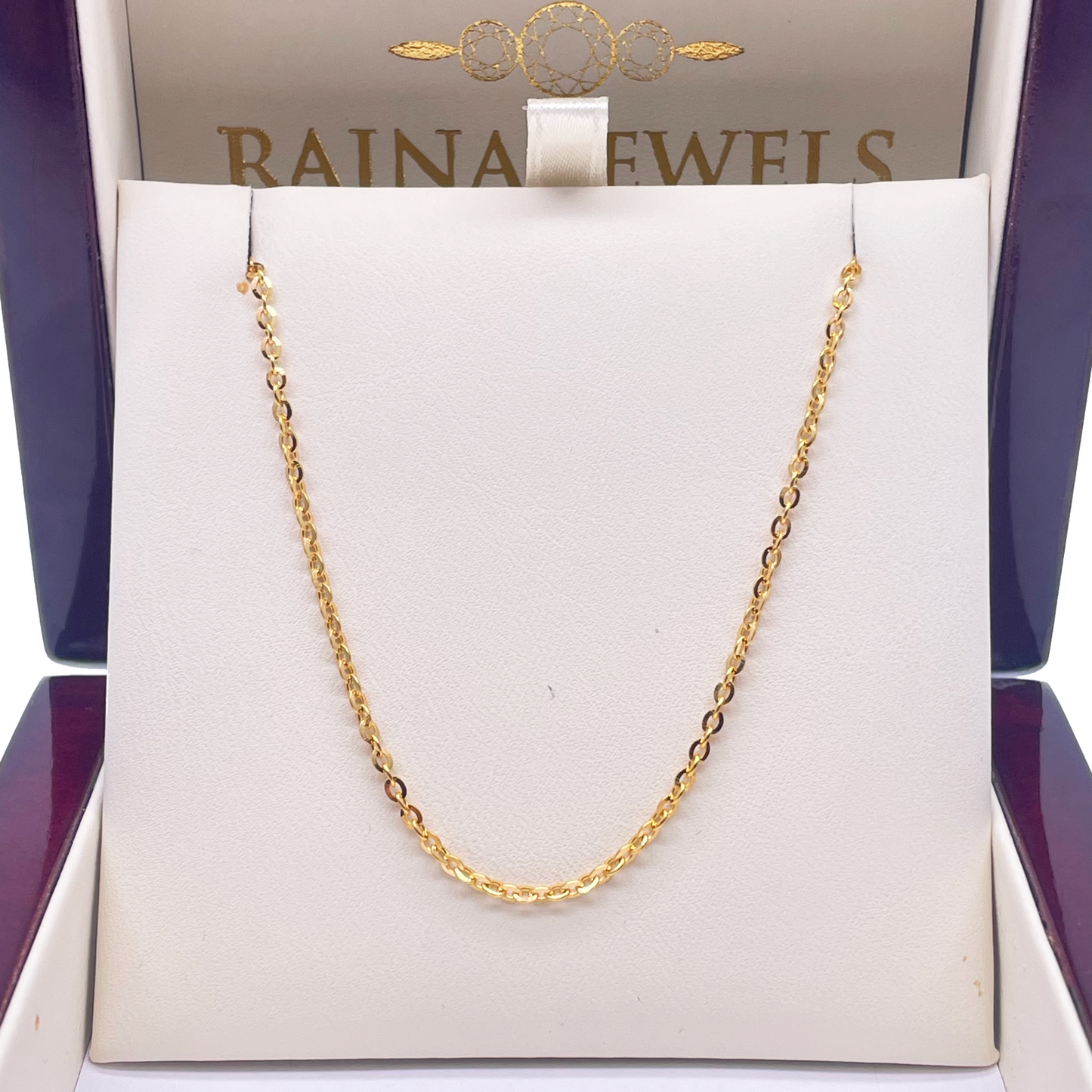 22ct Yellow Gold Cable Link Thin Chain 18''Inches 1.8mm Width