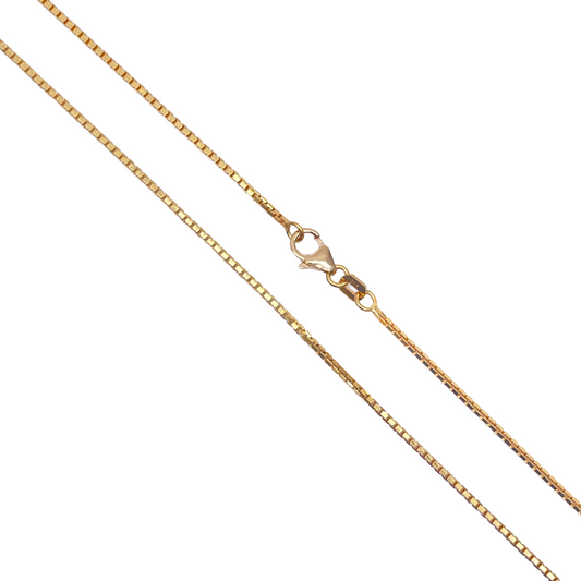 22ct Yellow Gold Box Link Thin Chain 16''Inches 1.3mm Width  Diamond Bracelets