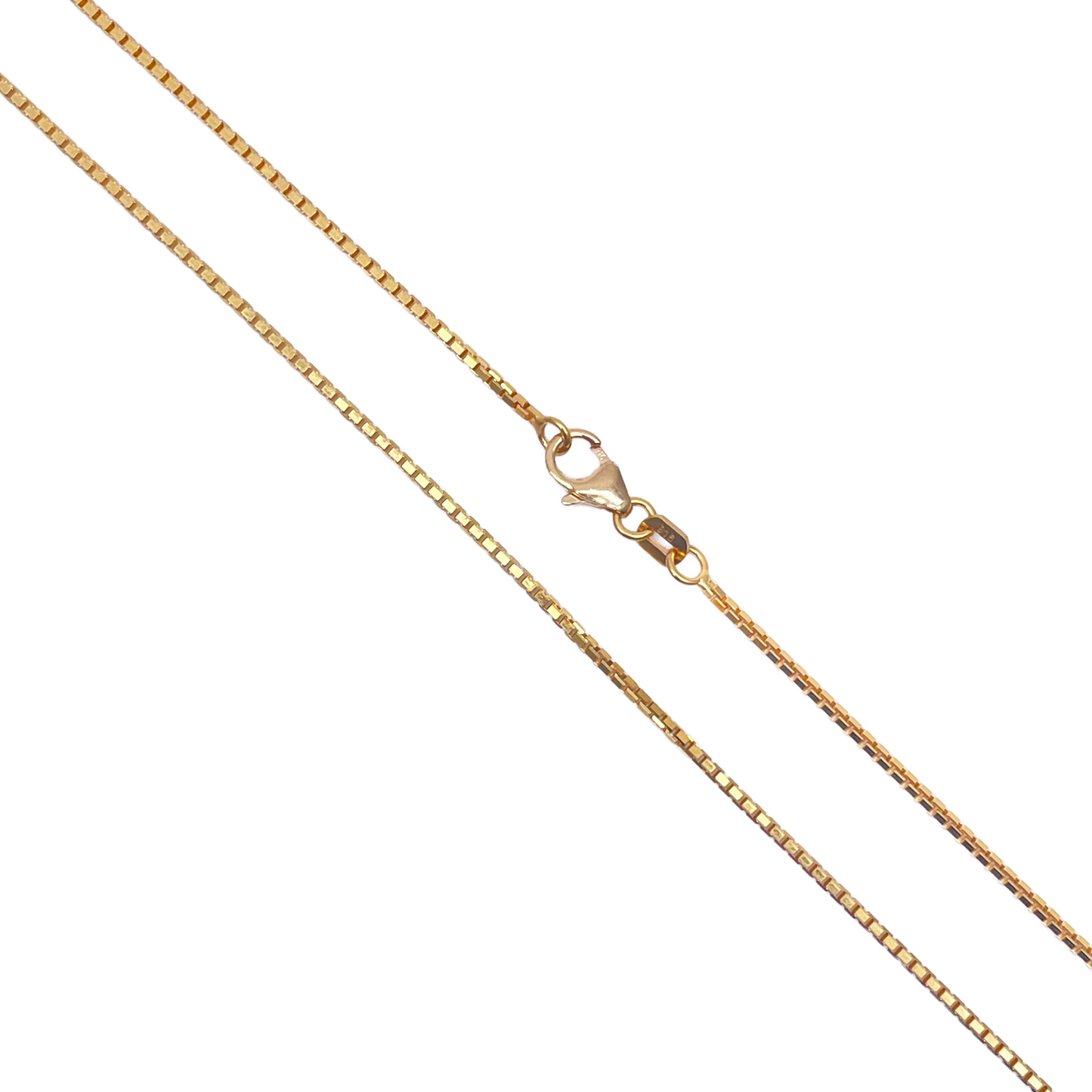 22ct Yellow Gold Box Link Thin Chain 16''Inches 1.3mm Width