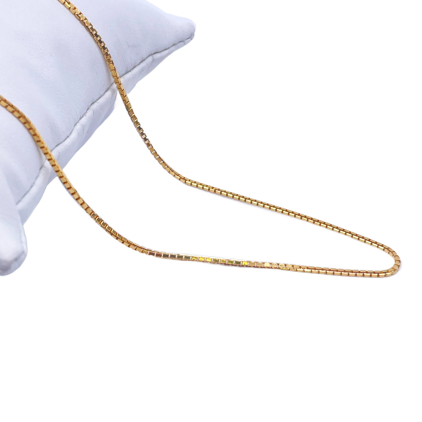 22ct Yellow Gold Box Link Thin Chain 16''Inches 1.3mm Width