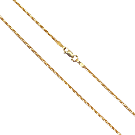 22ct Yellow Gold Solid Foxtail Chain Necklace 18'' inches 1.3mm Width