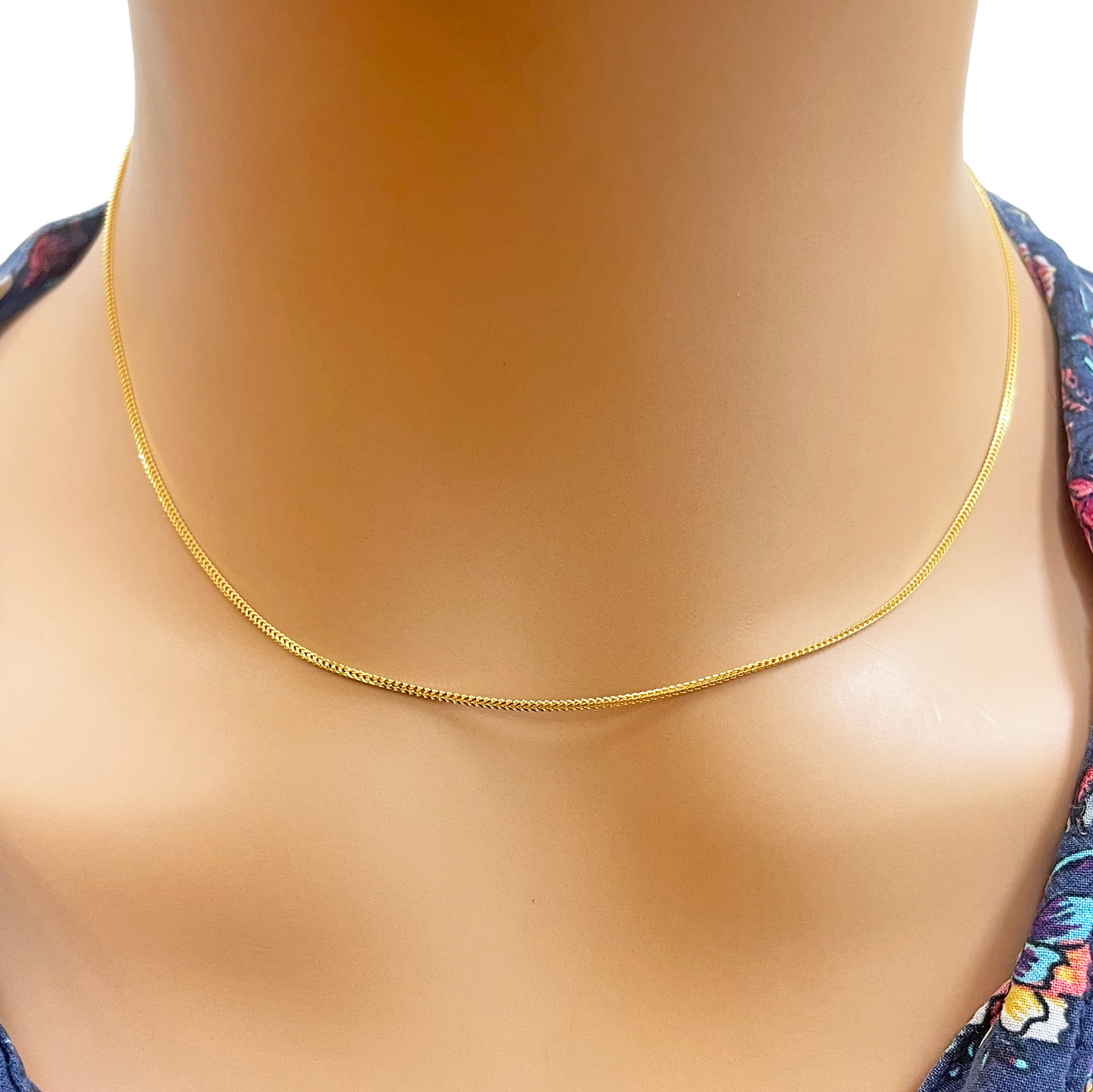 22ct Yellow Gold Foxtail Chain Necklace 16'' inches 1mm Width