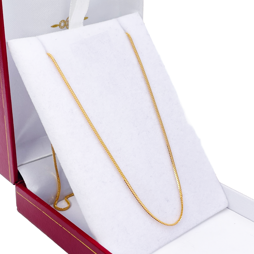 22ct Yellow Gold Foxtail Chain Necklace 16'' inches 1mm Width