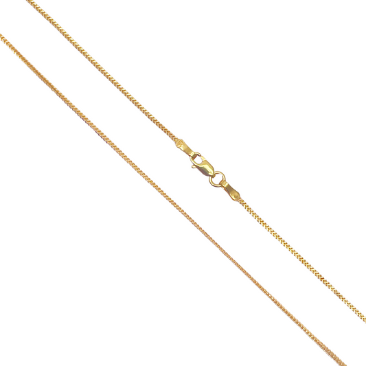 22ct Yellow Gold Solid Foxtail Chain Necklace 18'' inches 1mm Width