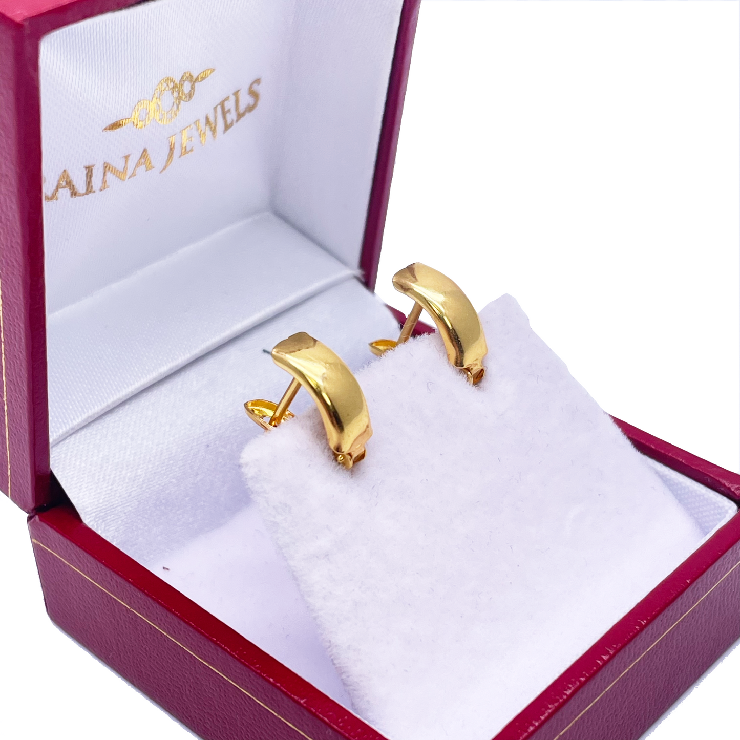 22ct Yellow Gold High Polished Minimalist Hoop Huggies Earrings