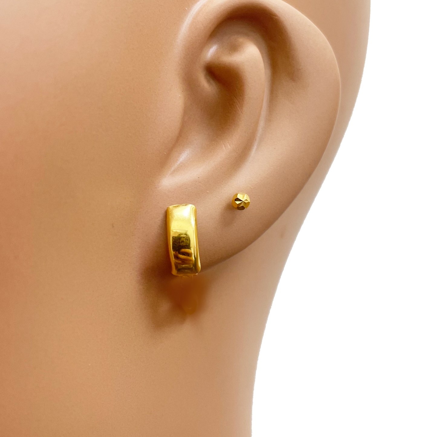 22ct Yellow Gold High Polished Minimalist Hoop Huggies Earrings