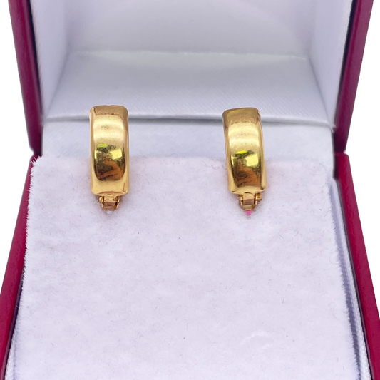 22ct Yellow Gold High Polished Minimalist Hoop Huggies Earrings