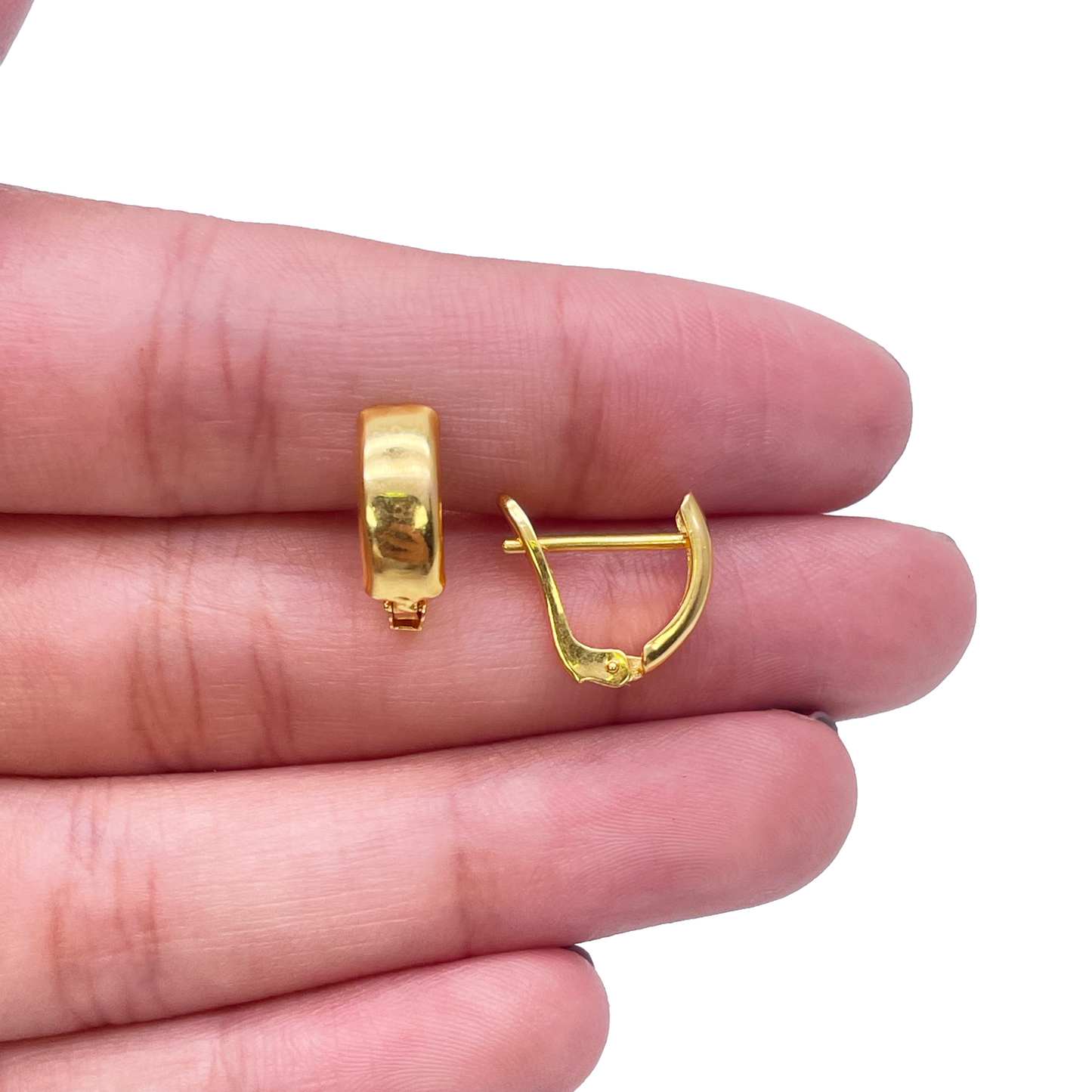 22ct Yellow Gold High Polished Minimalist Hoop Huggies Earrings