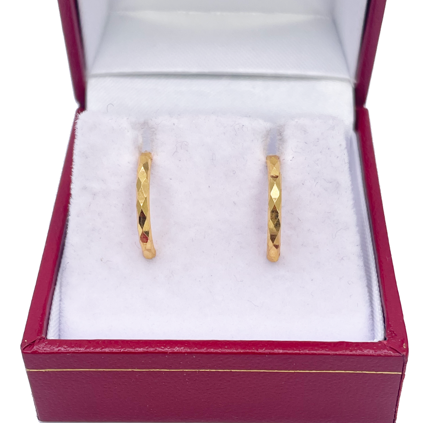 22ct Yellow Gold Pair Of Diamond Cut Hoop Earrings 13mm