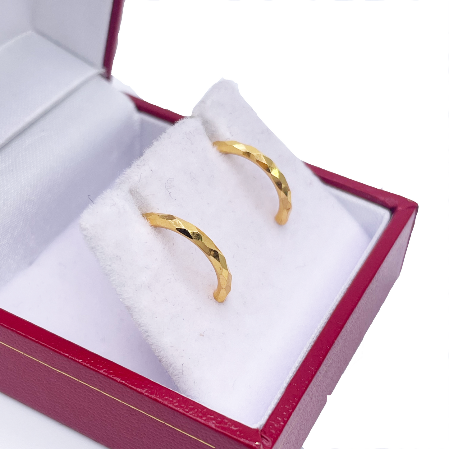 22ct Yellow Gold Pair Of Diamond Cut Hoop Earrings 13mm