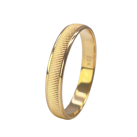 22ct Yellow Gold High Polished & Textured Women's Wedding Band 3.5mm