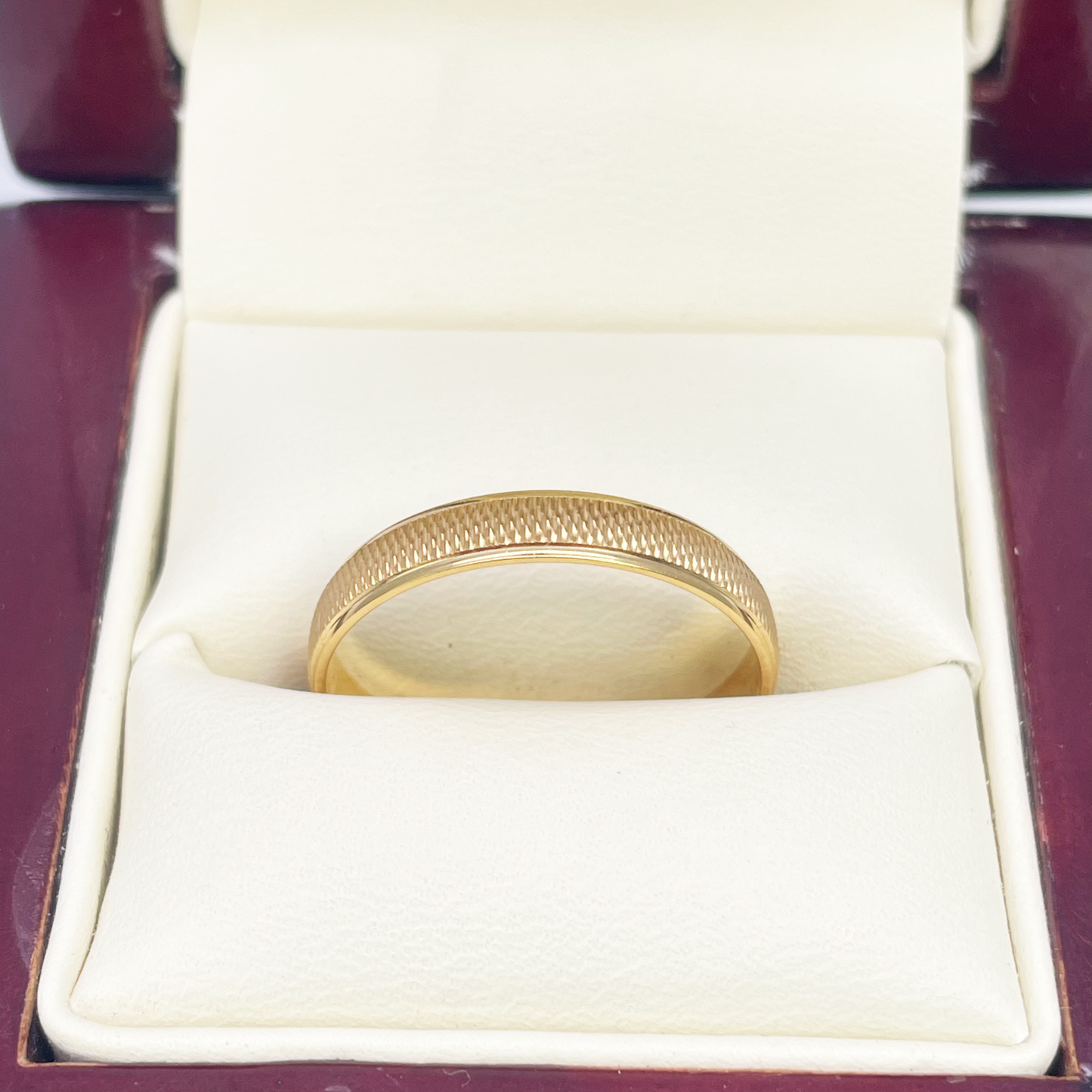 22ct Yellow Gold High Polished & Textured Men's Wedding Band 3.5mm