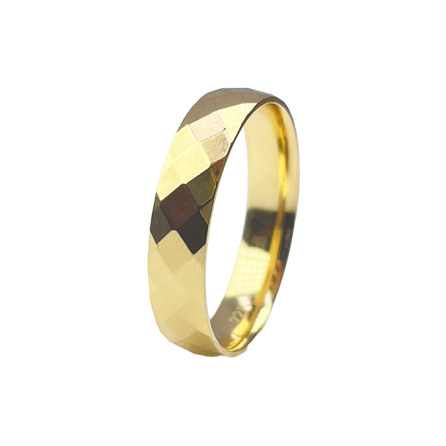 22ct Yellow Gold High Polished Women's Facetted Kite Wedding Band 4mm