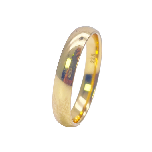 22ct Yellow Gold High Polished Men's Traditional Dome Wedding Band 4mm