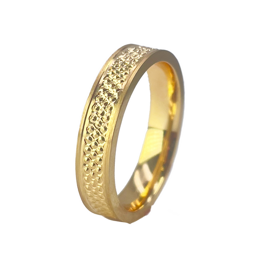 22ct Yellow Gold Unique Textured High Polished Women's Band 4mm