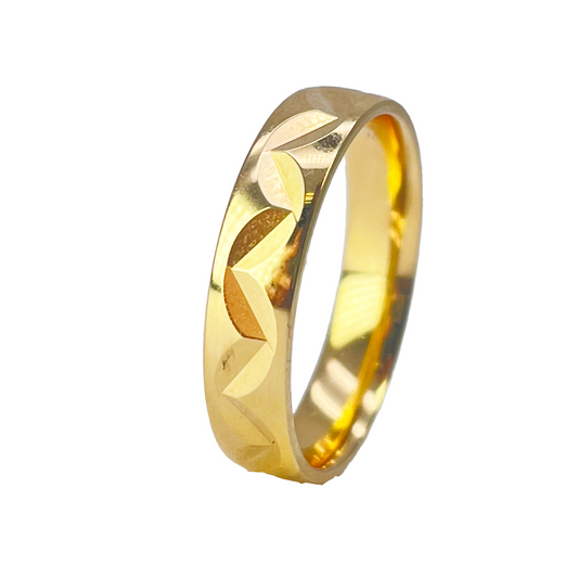 22ct Yellow Gold Unique High Polished Design Women's Band 4mm