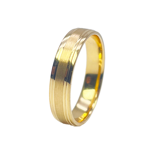22ct Yellow Gold High Polished Edge & Matte Middle Women's Wedding Band 4mm  Diamond Bracelets