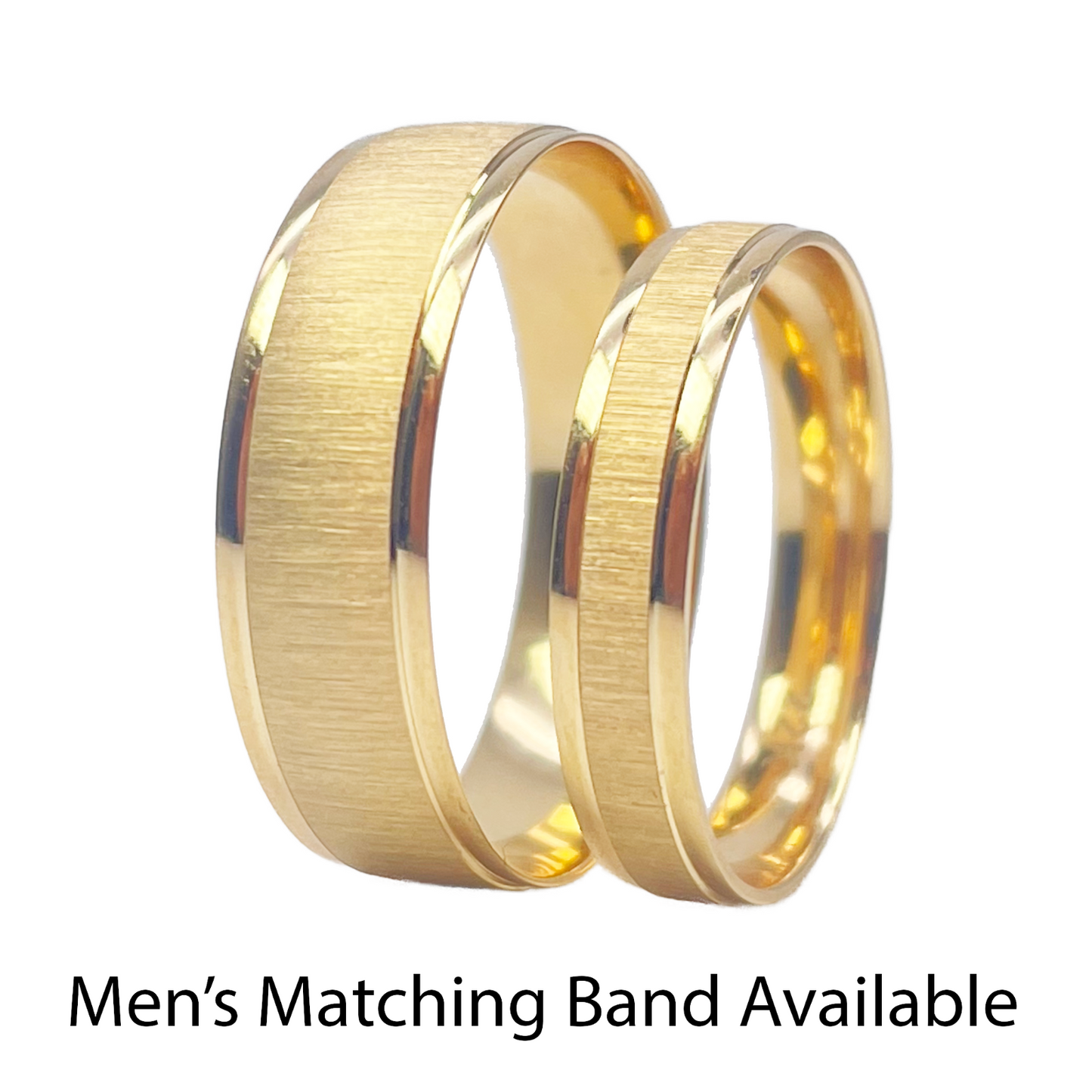 22ct Yellow Gold High Polished Edge & Matte Middle Women's Wedding Band 4mm