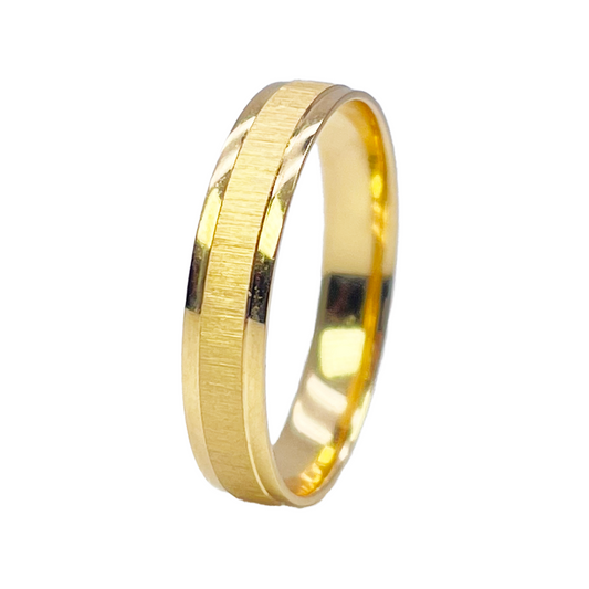 22ct Yellow Gold High Polished Edge & Matte Middle Women's Wedding Band 4mm