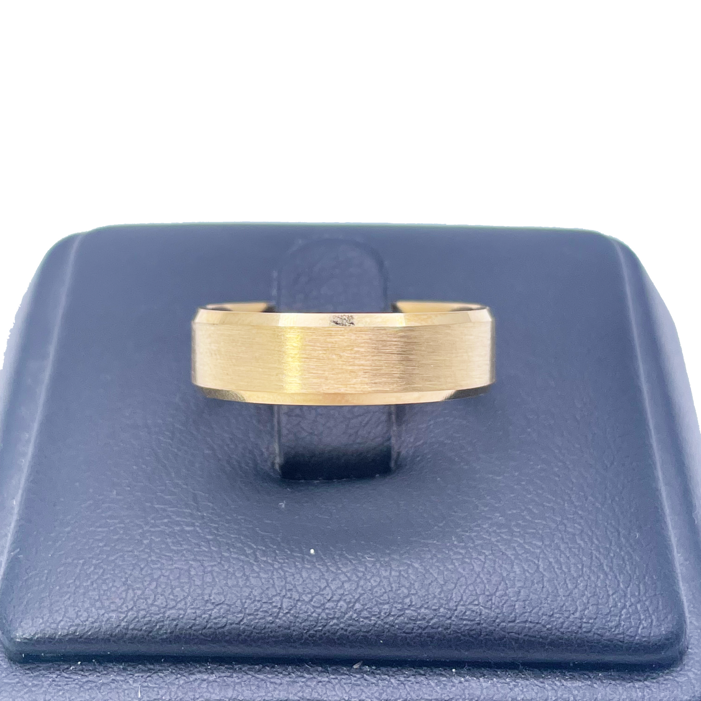 22ct Yellow Gold Matte Finish & Bevelled Edges Men's Wedding Band 6mm