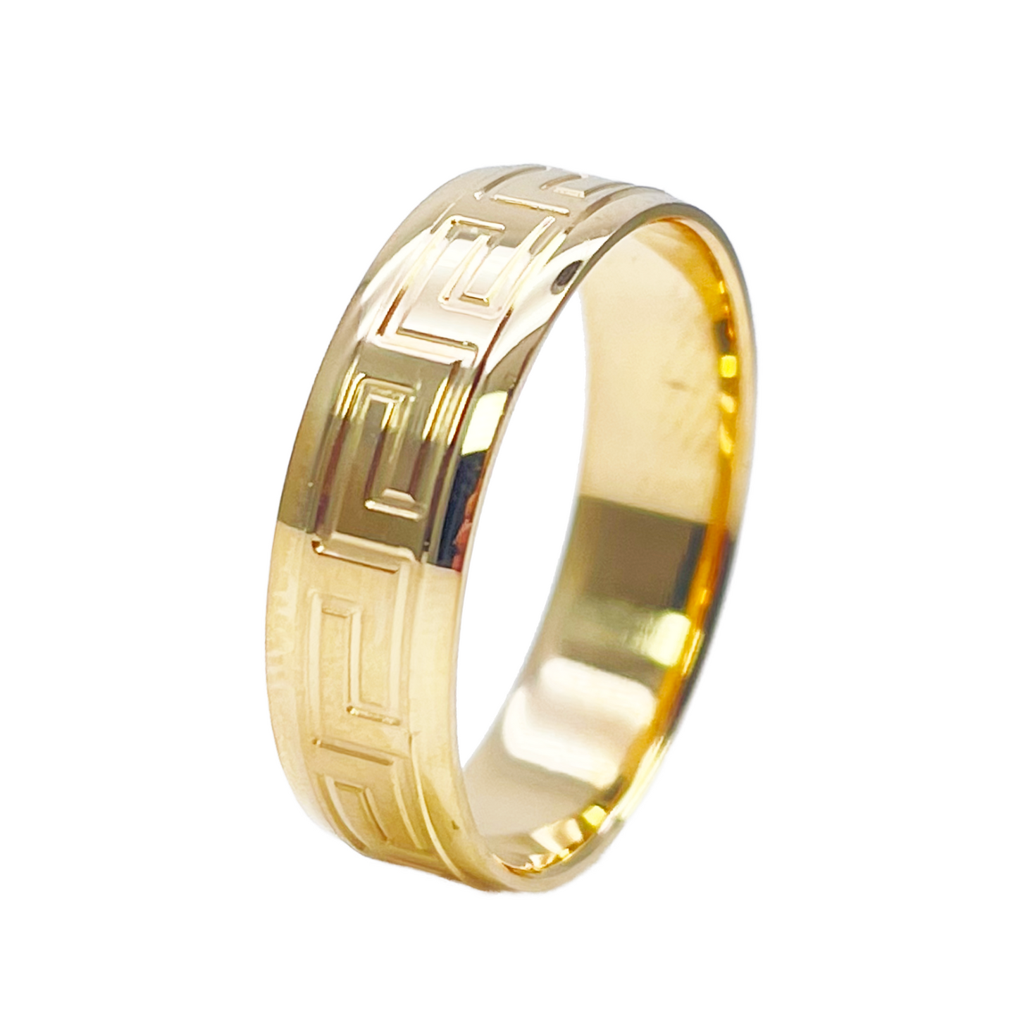 22ct Yellow Gold High Polished Greek Key Women's Band 5mm