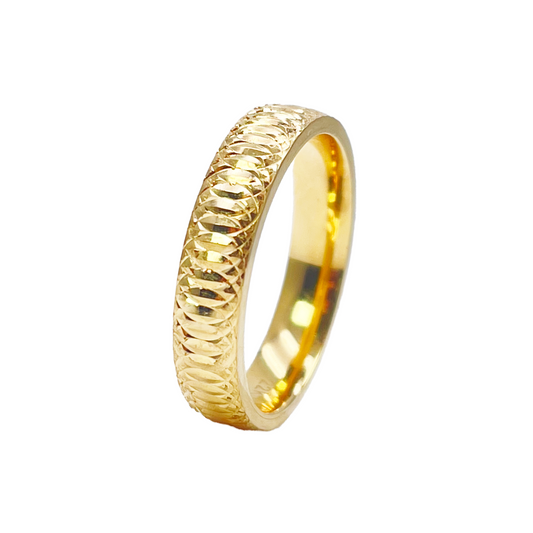 22ct Yellow Gold High Polished Diamond Cut Comfort Fit Women's Band 4mm