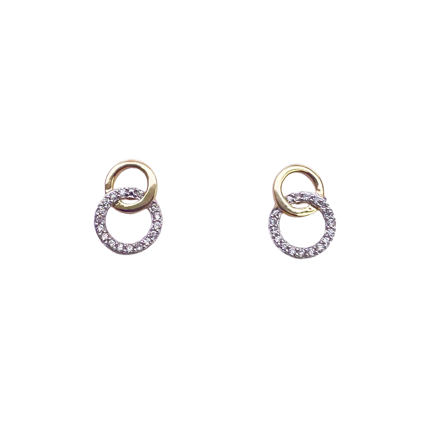 18ct Yellow Gold Double Circle Natural Diamond Stud Earring 0.13ct