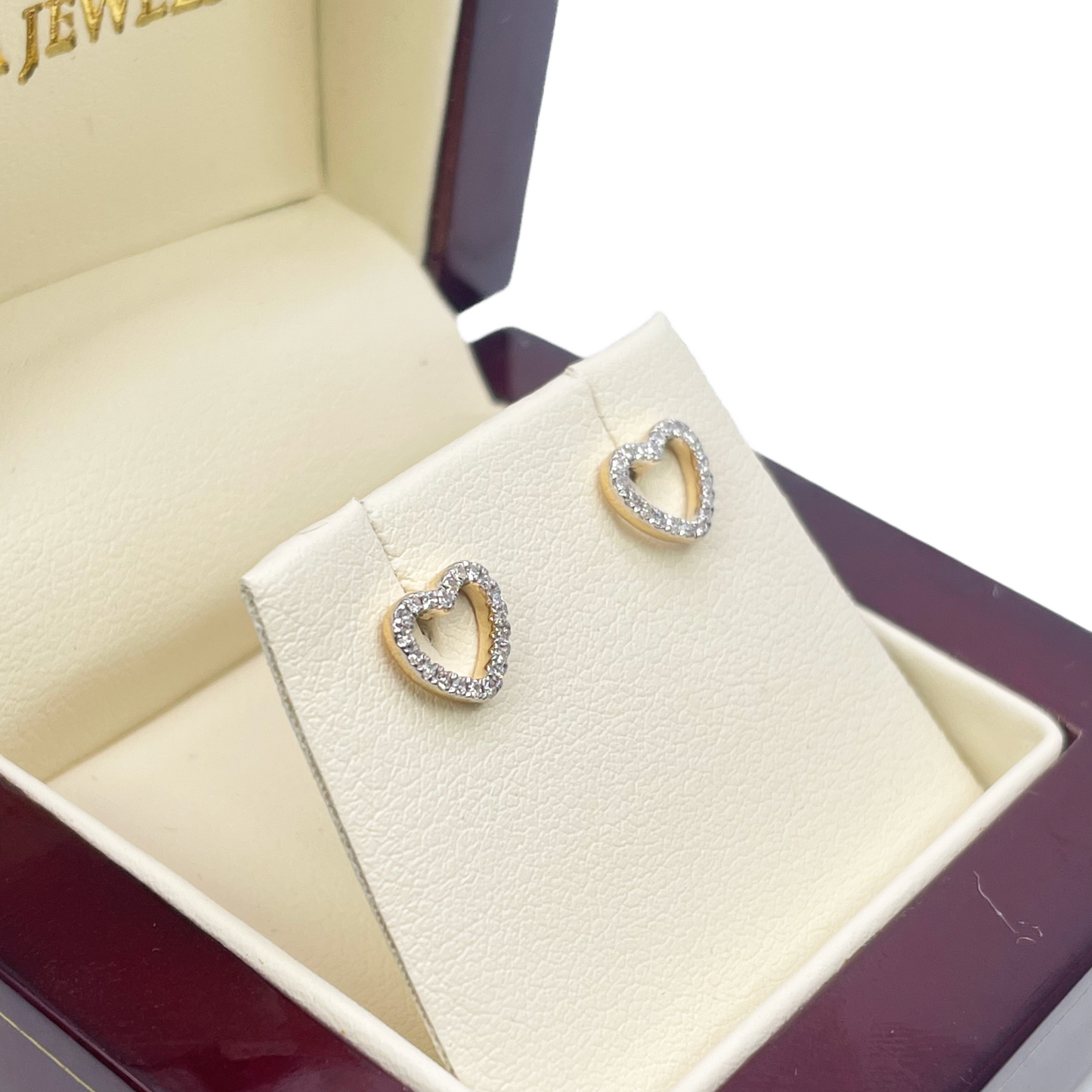 18ct Yellow Gold Heart Natural Diamond Stud Earrings 0.12ct