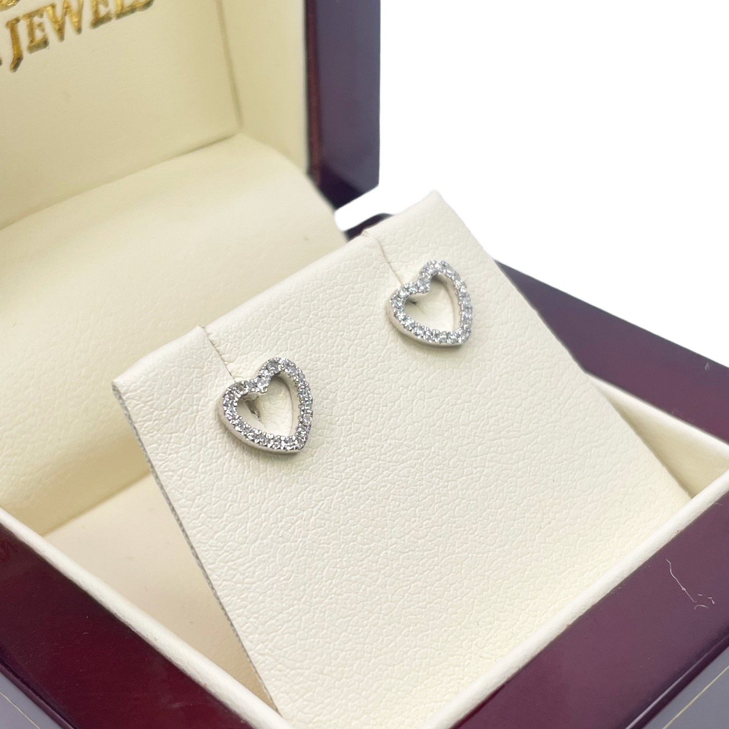 18ct White Gold Heart Natural Diamond Stud Earrings 0.12ct