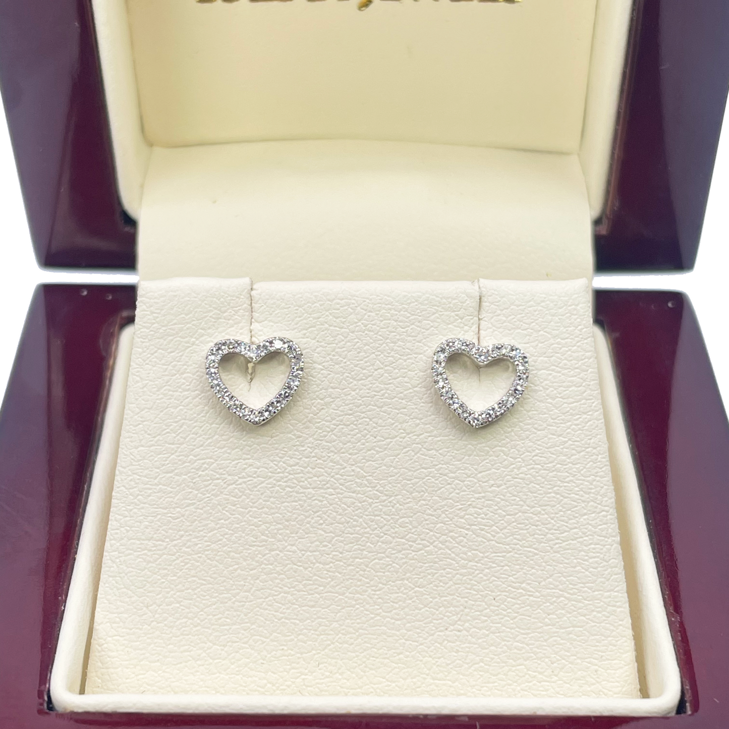 18ct White Gold Heart Natural Diamond Stud Earrings 0.12ct