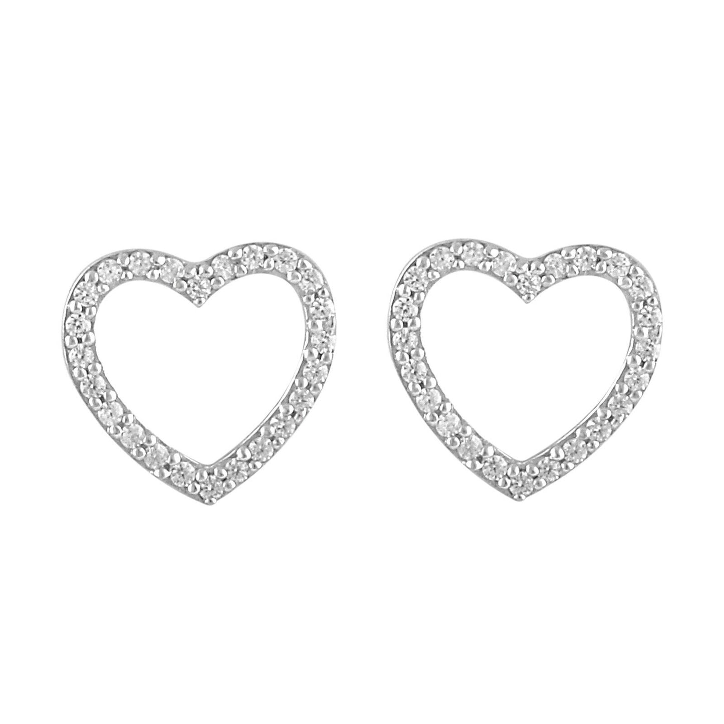 18ct White Gold Heart Natural Diamond Stud Earrings 0.15ct