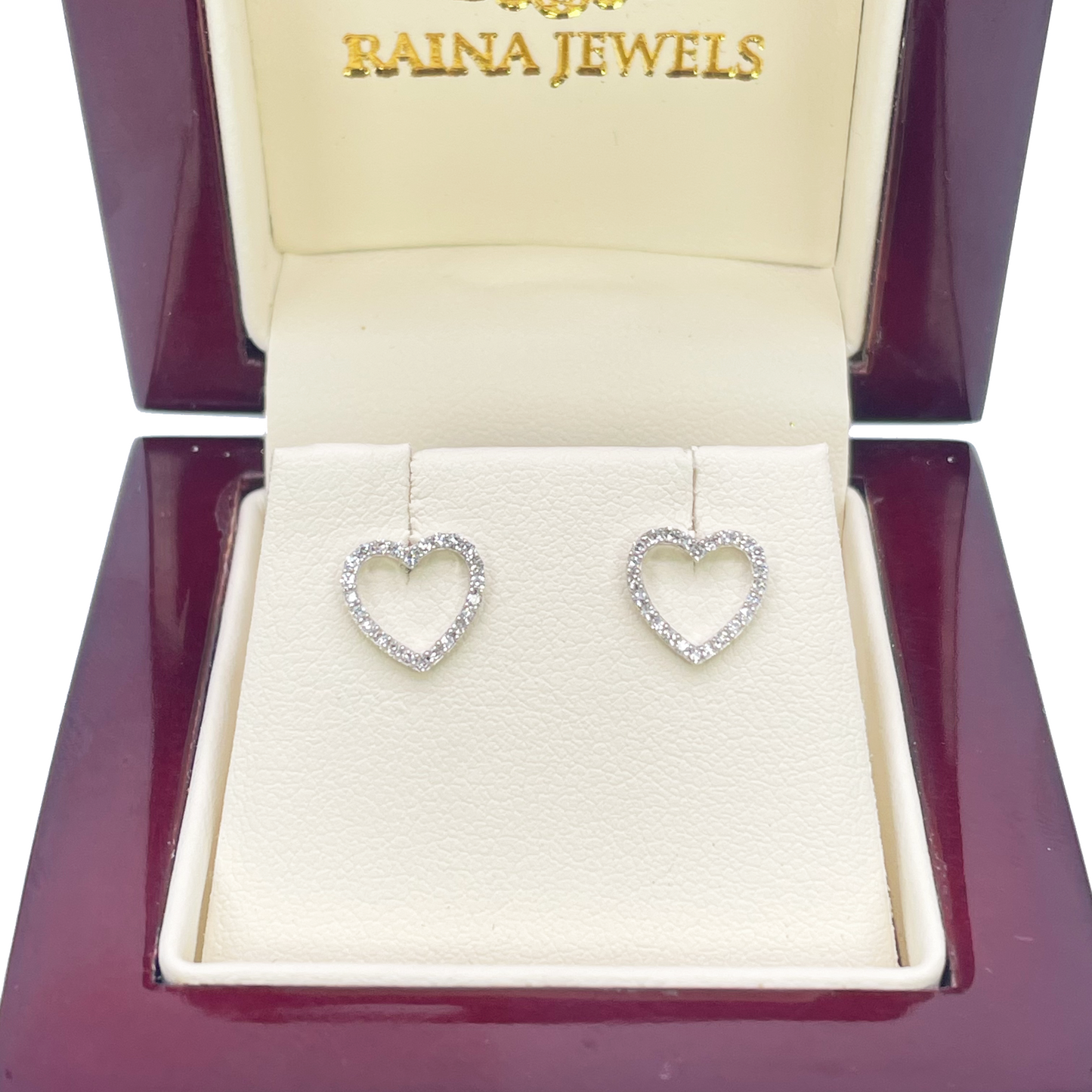 18ct White Gold Heart Natural Diamond Stud Earrings 0.15ct