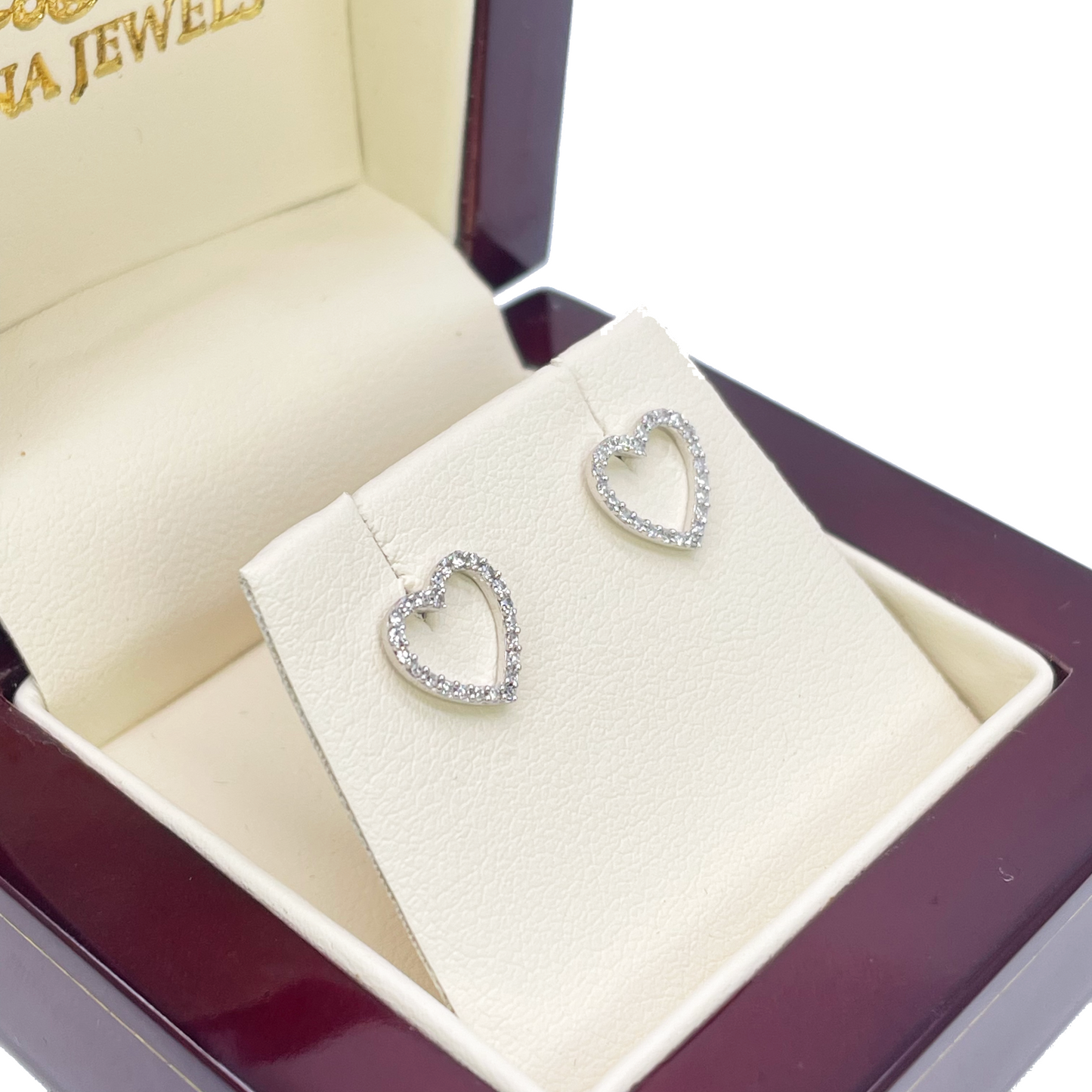 18ct White Gold Heart Natural Diamond Stud Earrings 0.15ct