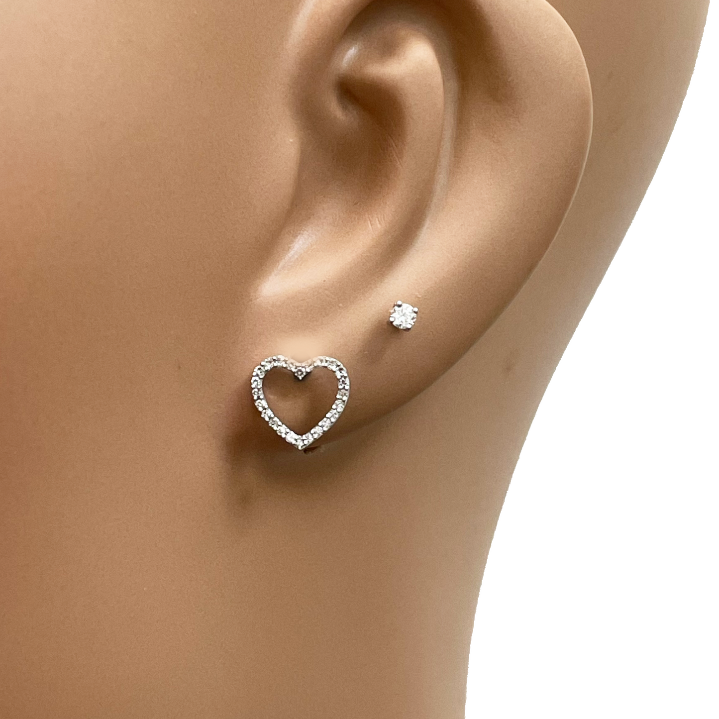 18ct White Gold Heart Natural Diamond Stud Earrings 0.15ct