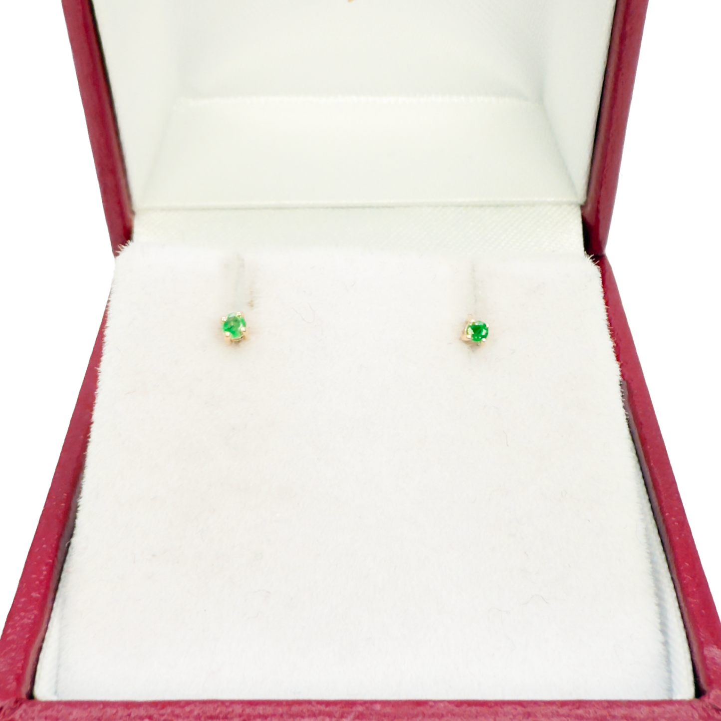 18ct Yellow Gold & Natural Round 4-Claw Emerald Children's Stud Earrings 0.04ct