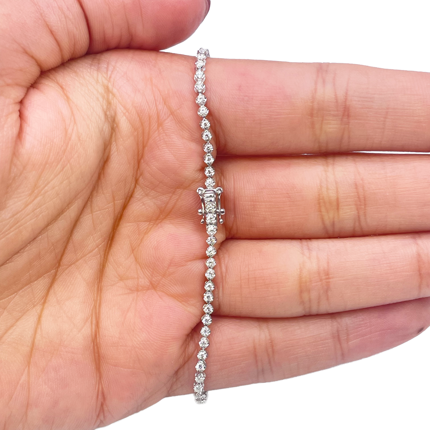 18ct White Gold Diamond Tennis Bracelet 1.00ct 7.2'' Inches