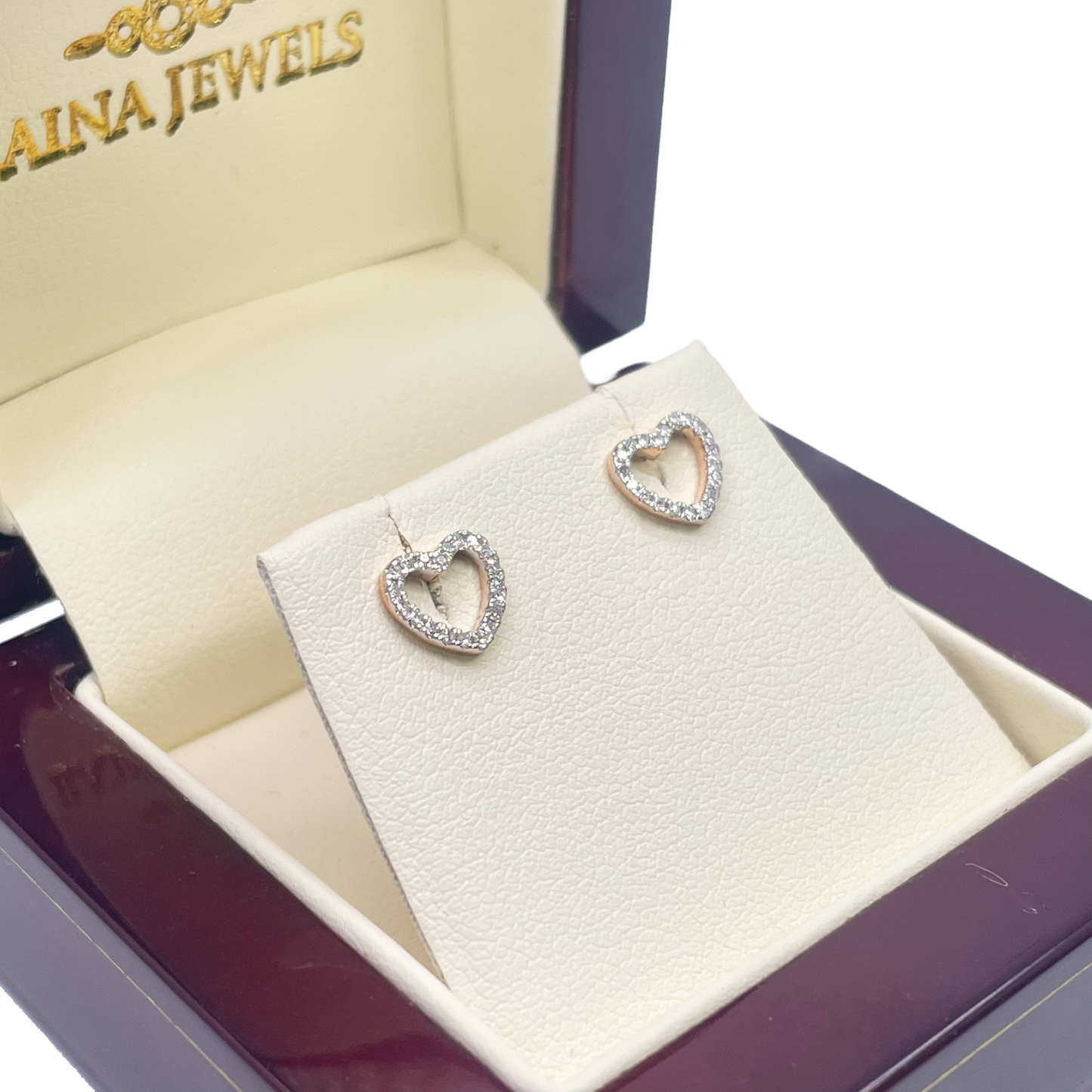 18ct Rose Gold Heart Natural Diamond Stud Earrings 0.12ct