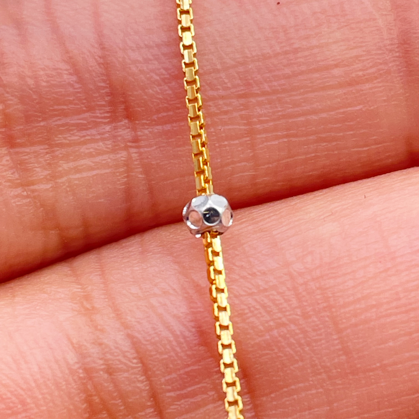 22ct Yellow Gold Double Chain With Two-Tone Diamond Cut Beads Bracelet