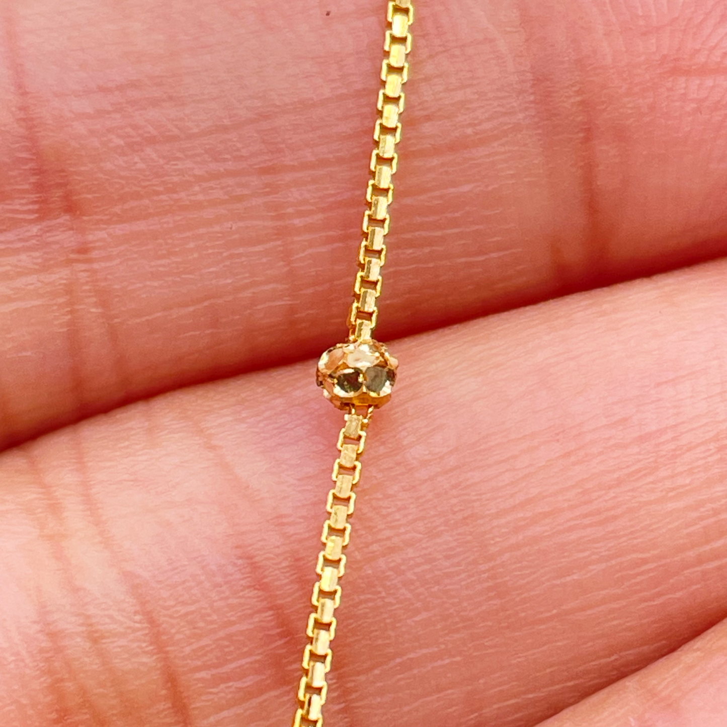 22ct Yellow Gold Double Chain With Two-Tone Diamond Cut Beads Bracelet