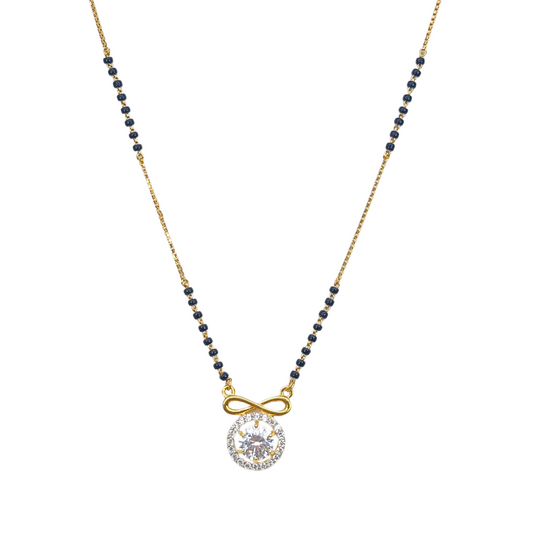 22ct Yellow Gold Cubic Zirconia Halo Infinity Mangalsutra Necklace 19''inches