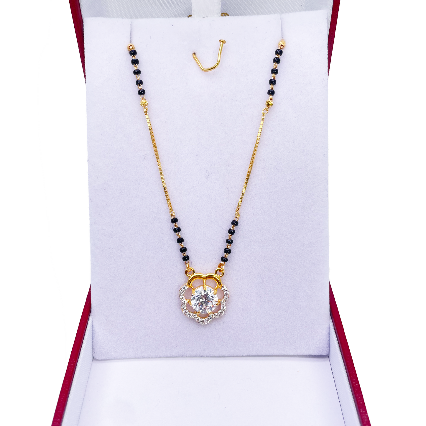 22ct Yellow Gold CZ Floral Mangalsutra Necklace 19