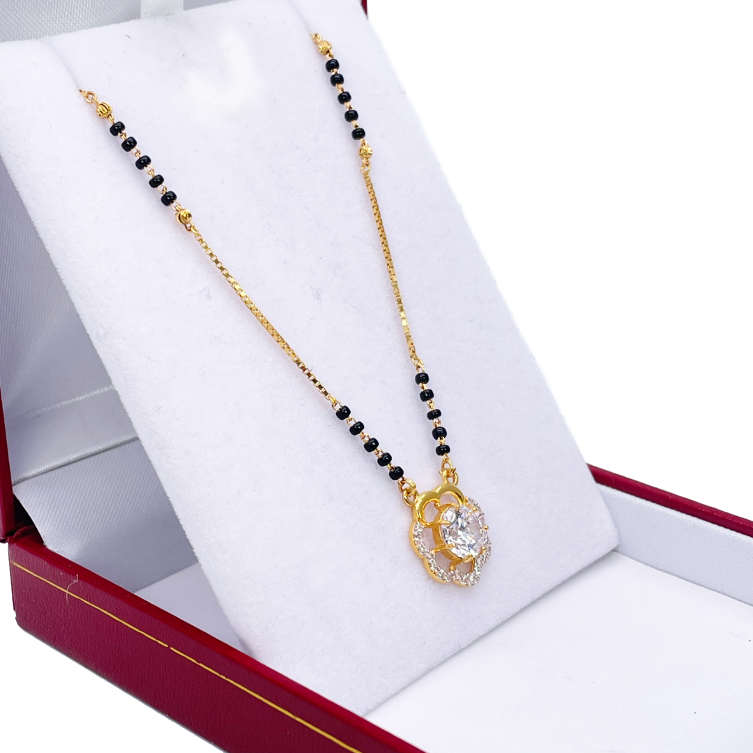 22ct Yellow Gold CZ Floral Mangalsutra Necklace 19